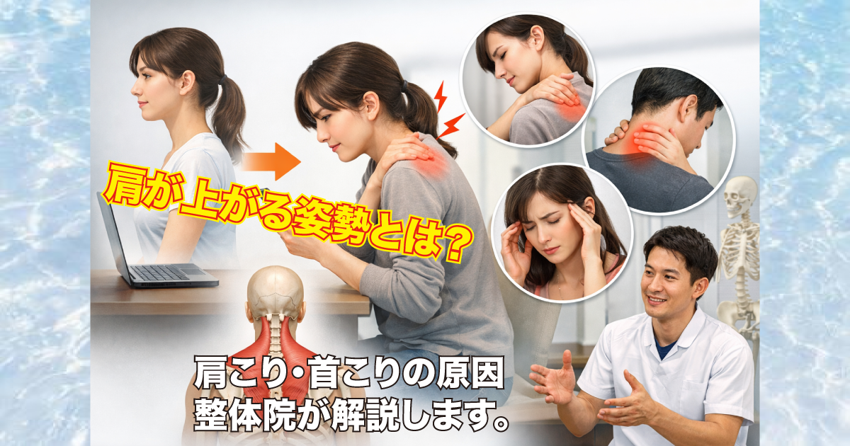 武蔵小杉で増えている「肩が上がる姿勢」とは？肩こり・首こり・頭痛の原因になる身体のクセを整体が解説