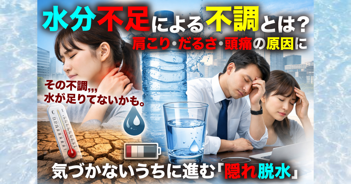 武蔵小杉で増えている「水分不足による不調」とは？肩こり・だるさ・頭痛につながる原因を整体が解説