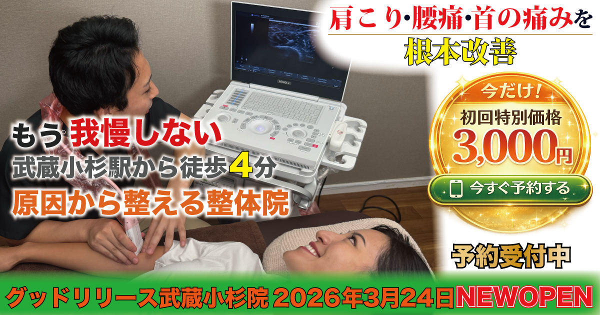 武蔵小杉駅徒歩4分 肩こり腰痛を根本改善する整体院 グッドリリース整体院